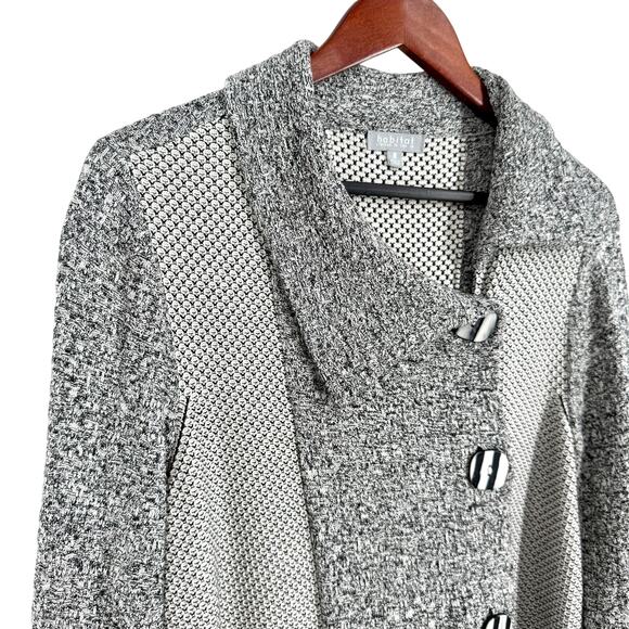 Habitat Sz Medium Black White Wearable Art to Wear Artsy Jacket Blouse Shirt Top - Picture 4 of 8